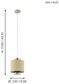Eglo 43393 - Lampadario a sospensione con filo MEDIOUNA 1xE27/40W/230V
