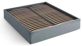 Letto matrimoniale imbottito azzurro con contenitore/senza testiera con rete inclusa 180x200 cm Susan – Micadoni