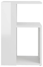 Tavolino Bianco Lucido 36x30x56 cm in Legno Multistrato