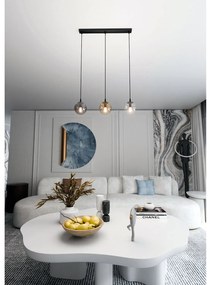 Sospensione Moderna 3 Luci Kali In Acciaio Nero E Sfere In Vetro Multicolor