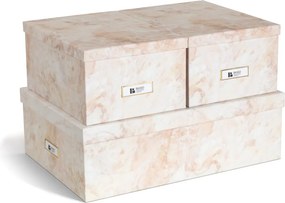 Scatole in set con coperchio/decorative beige in cartone 3 pz 31x47x15,5 cm Inge Paper Laminate – Bigso