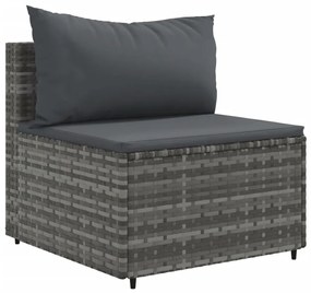 Set divani da giardino 11 pz con cuscini in polyrattan grigio