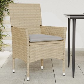 Sedie da giardino con cuscini 2 pz beige in polyrattan