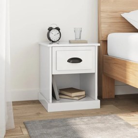 Comodino Bianco Lucido 39x39x47,5 Cm İn Legno Multistrato /