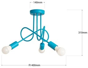 Lampadario a incasso per bambini con LED OXFORD 3xE27/15W/230V Blu