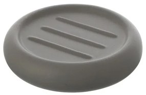 Portasaponetta tonda da appoggio in ceramica grigia