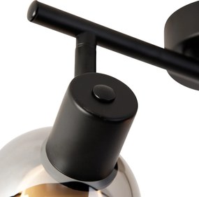 Plafoniera intelligente nera con vetro fumé incl. 2 Wifi P45 - Vidro