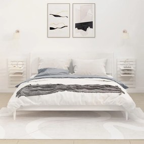 Mensole da letto a parete 2 pz bianco legno massello di pino