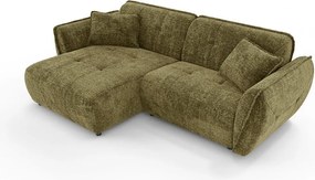 Divano angolare verde (con penisola a sinistra/con chaise lounge) con rivestimento in ciniglia Nelia – Ropez