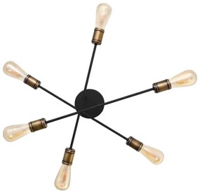 Lampadario a plafone CAMBRIDGE 6xE27/20W/230V nero/oro