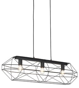 Lampada a sospensione industriale nera 3 luci - Carcass