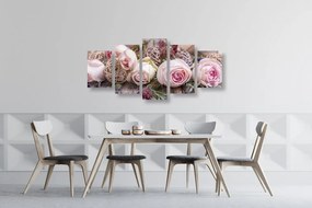 Quadri 5 pezzi – Composizione floreale festosa di rose