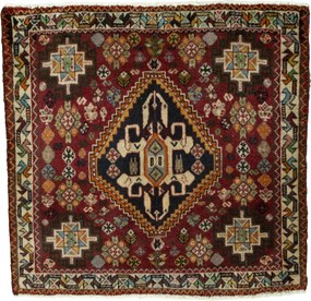 Shiraz Tappeto 60x60 Rosso (Iran) Annodato A Mano