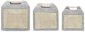 Set di 3 cesti feltro grigio chiaro SARIOT Beliani