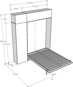 Letto a scomparsa alla francese 140 cm con mobili Noce KENTARO