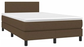 Letto a molle materasso e led marronescuro 120x190cm in tessuto