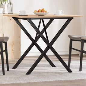 Tavolo Da Pranzo Telaio A X 90x90x75 Cm Legno Pino E Acciaio /