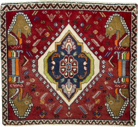 Shiraz Tappeto 70x80 Rosso (Iran) Annodato A Mano