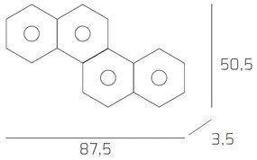 Plafoniera Moderna Hexagon Metallo Foglia Oro 4 Luci Led 12X4W