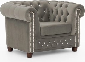 Poltrona chesterfield grigia con rivestimento in velluto York Blik – Ropez