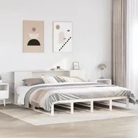 Letto Libreria senza Materasso Bianco 200x200 cm Legno Massello 3323888