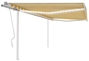 Tenda Da Sole Retrattile Manuale Con Led 4x3 M Gialla E Bianca /