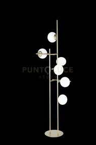 Piantana jewel oro 6 luci attacco e14 vetro bianco satinato vetri d...