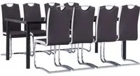 Set Sala da Pranzo 9 pz in Similpelle Marrone 3053168