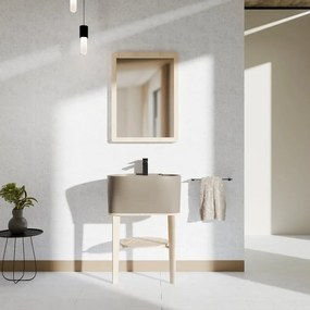 Mobile sottolavabo e lavabo Tina frassino naturale e terra L 50 x H 57 x P 41.5 cm 1 vasca