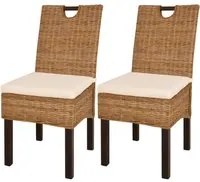 Sedie Sala da Pranzo 2 pz in Rattan Kubu e Legno di Mango cod mxl 23885