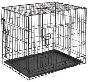 @pet gabbia trasporto per cani in metallo 63x44x50,5 cm nera 15001