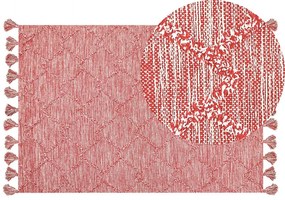 Tappeto cotone rosso e bianco 140 x 200 cm NIDGE Beliani