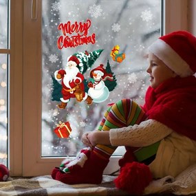 Babbo natale con pupazzo di neve | Vetrofania