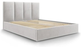 Letto matrimoniale imbottito grigio chiaro con contenitore con griglia 140x200 cm Juniper - Mazzini Beds