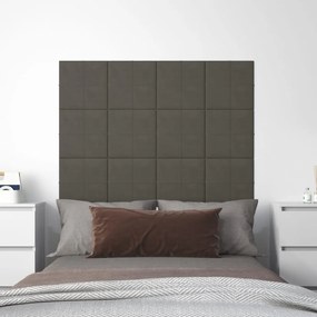 Pannelli Murali 12 Pz Grigio Scuro 30x30 Cm İn Velluto 1,08 M² /