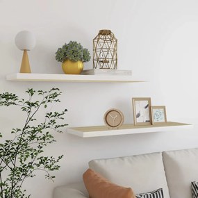 Scaffali A Parete 2 Pz Rovere E Bianco 90x23,5x3,8 Cm İn Mdf /