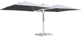 Ombrellone a palo centrale bianco / argento SOMBRA CONTRACT NATERIAL L 300 x 300 cm con telo grigio