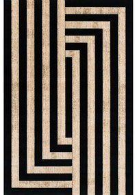 Tappeto nero/beige in lana 170x240 cm Agnus Art Deco II – Agnella