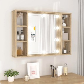 Mobile A Specchio Con Led Rovere Sonoma 76x15x55 Cm /