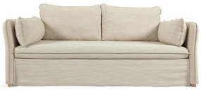 Kave Home - Divano letto Tanit bianco con piedi in legno massello di faggio finitura naturale 210 cm