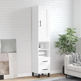 Credenza bianca 34,5x34x180 cm in legno multistrato