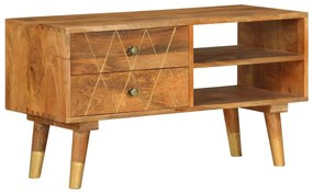 Mobile Porta Tv 85x35x47 Cm İn Legno Massello Di Mango /