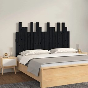 Testiera Da Parete Nera 127,5x3x80 Cm İn Legno Massello Di Pino /