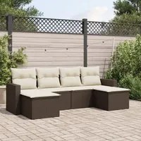 Set Divano da Giardino 6 pz con Cuscini Marrone in Polyrattan 3219313