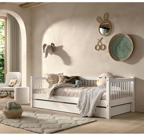 Letto per bambini in legno di faggio bianco con letto estraibile e contenitore 90x200 cm Forrest - Vipack