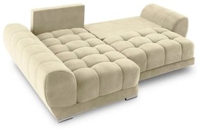 Divano letto angolare beige con rivestimento in velluto, angolo sinistro Nuage - Windsor &amp; Co Sofas