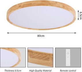 Brilagi - Lampada LED dimmerabile WOODROUND LED/70W/230V 3000-6000K Ø 80 cm + telecomando