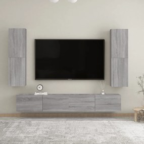 Mobili porta tv a parete 2 pz grigio sonoma 30,5x30x110 cm
