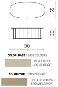 Tavolino D90 cm con base in metallo Beige e piano in vetro Bronzo MUTE