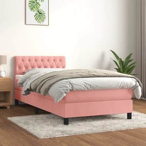 Giroletto A Molle Con Materasso Rosa 90x200 Cm İn Velluto /